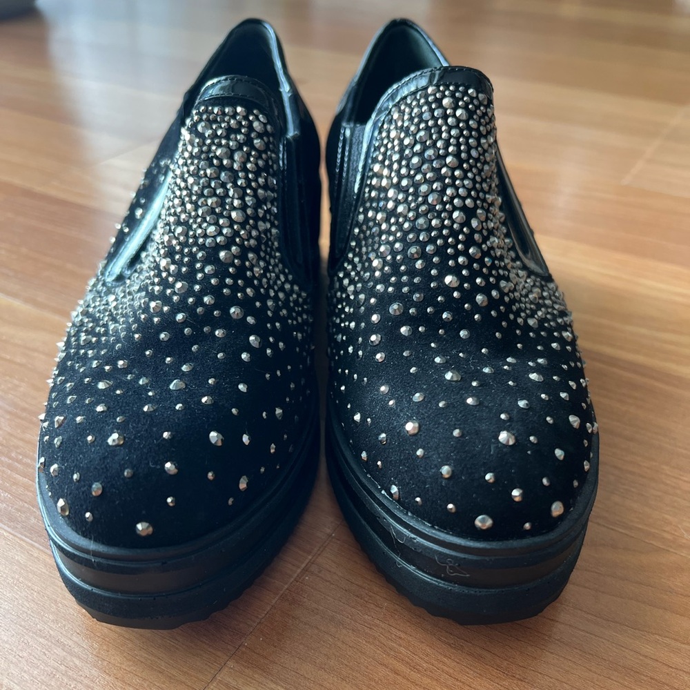 Black Suede Studded Platform Slip-On Shoes Statement EU 36 / US 6 Vesba - Picture 7 of 9